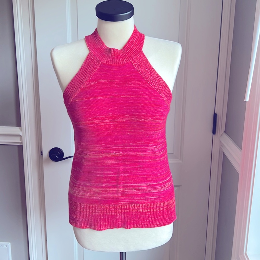 Anthropologie Pink Cotton Sweater Knit Halter Size M